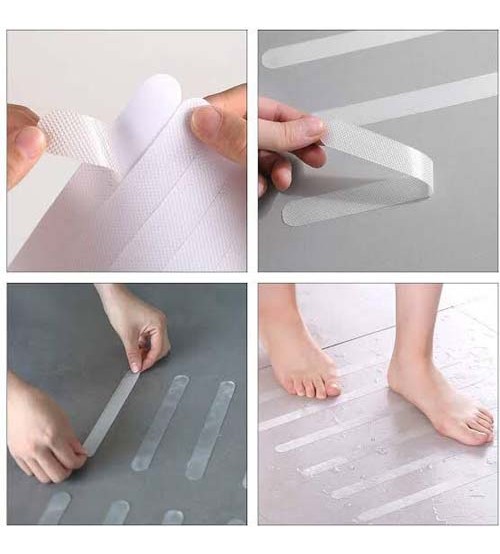 6pcs Anti Slip Strips Transparent Shower Stickers Bath Safety Strips Non Slip Strips for Bathtubs Showers Stairs Floors